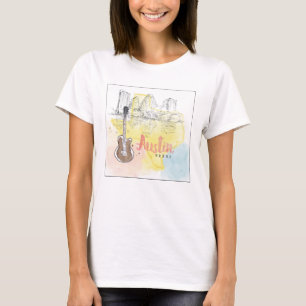 T-shirt Austin, Texas   Esquisse d'aquarelle