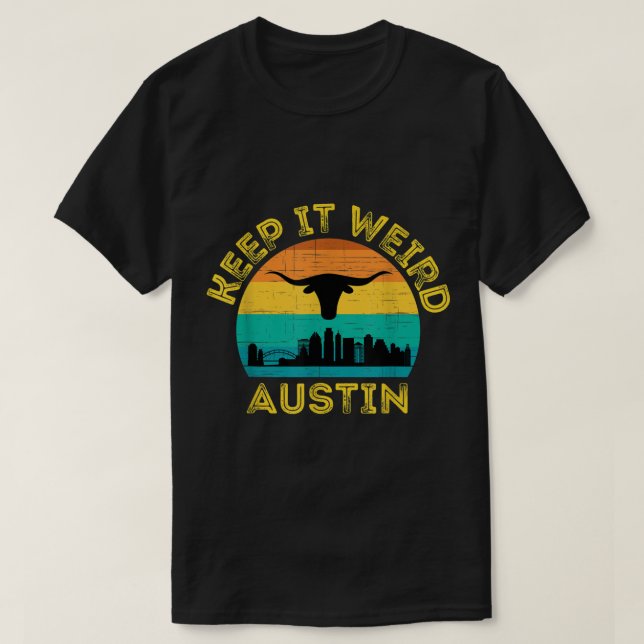 T-shirt Austin Texas Keep It Weird Longhorn  (Design devant)