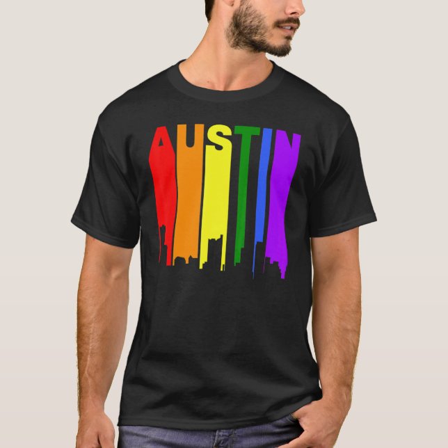 T-shirt Austin Texas Lgbtq Gay pride Rainbow Skyline (Devant)