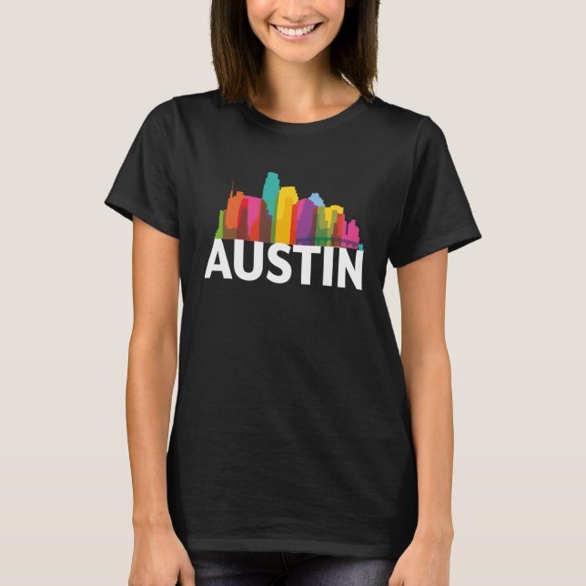 T-shirt Austin Texas USA Skyline Silhouette Plan (Devant)