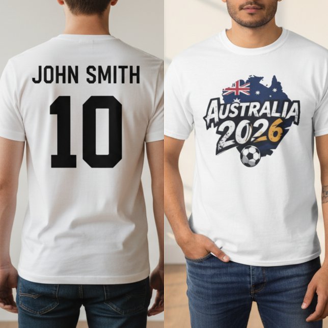 T-shirt Australia 2026 Soccer Fan Personalized Name (Australia 2026 Soccer Fan Personalized Name Number T-Shirt)