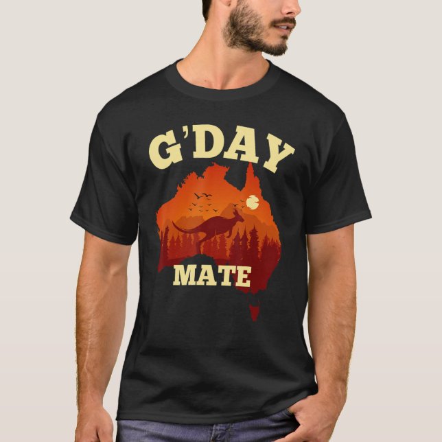 T-shirt Australia G'Day Mate   Australian Flag Aussie Map (Devant)