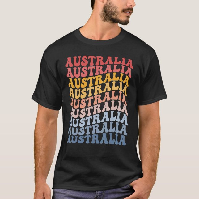 T-shirt Australia Groovy Retro Australian (Devant)