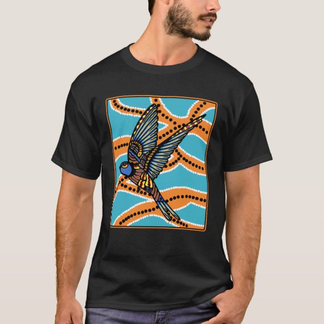 T-shirt Australian Aborginial Artwork  Bird of Paradise (Devant)