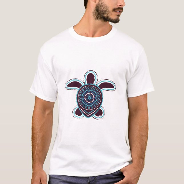 T-shirt Australian Aboriginal Art Turtle (Devant)