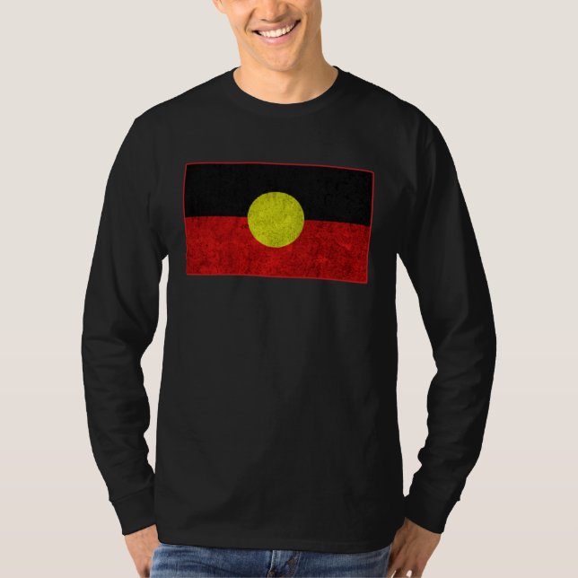 T-shirt Australian Aboriginal Distressed Flag Aborigines (Devant)