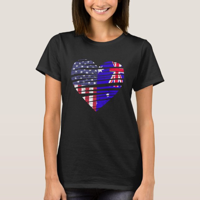 T-shirt Australian American Gros Coeur USA Patriot Herita (Devant)