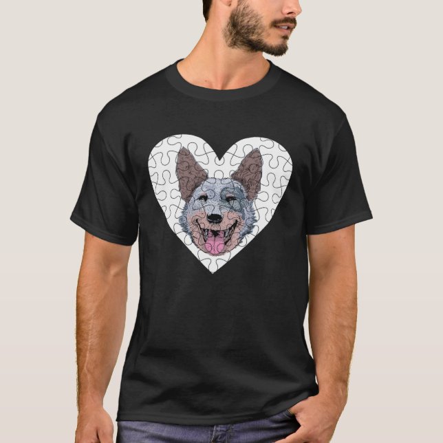 T-shirt Australian Cattle Dog Puzzle (Devant)