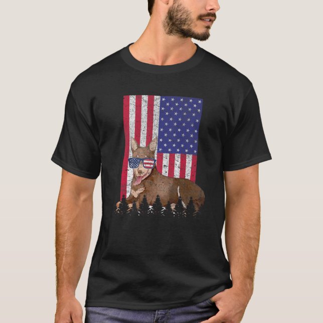 T-shirt Australian Kelpie Patriotic Dog USA Pride Américai (Devant)