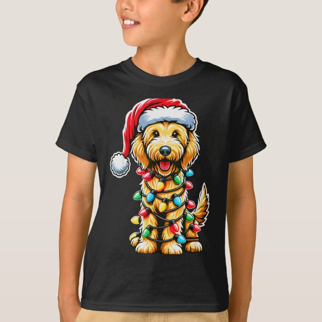T-shirt Australian Labradoodle Christmas Tree Xmas Santa L (Devant)
