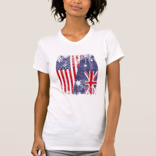 T-shirt AUSTRALIAN ROOTS Half American Flag AUSTRALIE