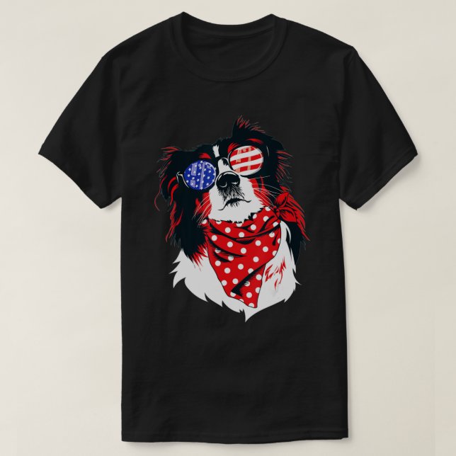 T-shirt Australian Shepherd 4 juillet Aussie American F (Design devant)