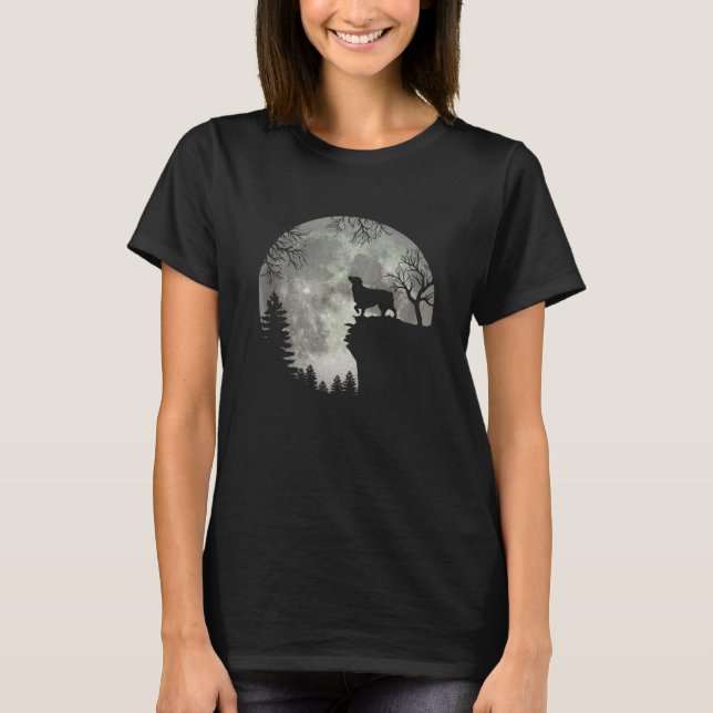 T-shirt Australian Shepherd And Moon Halloween (Devant)