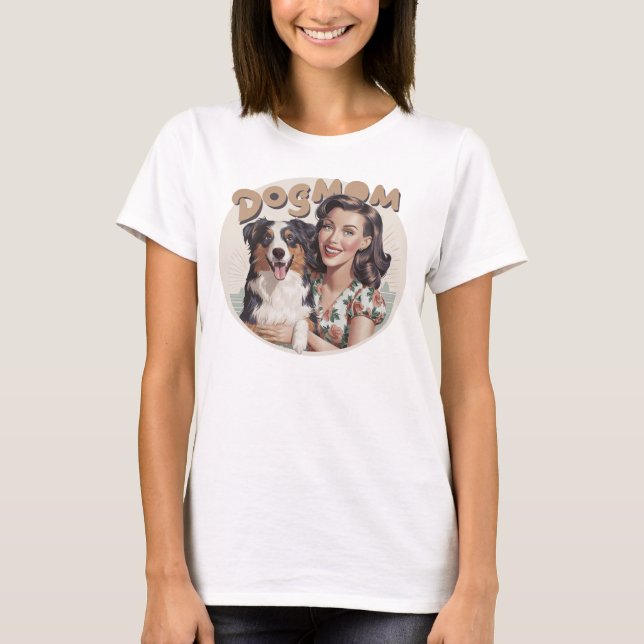 T-shirt Australian Shepherd Aussie Maman de chien  (Devant)