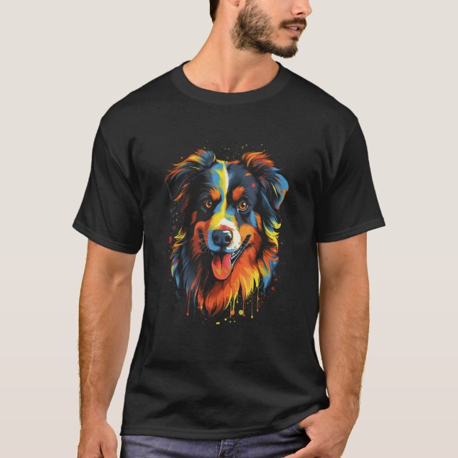T-shirt Australian Shepherd Aussie Retro Design (Devant)