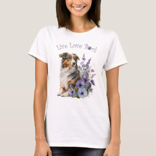 T-shirt Australian Shepherd Chien Maman Floral