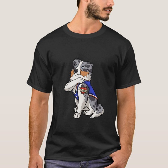 T-shirt Australian Shepherd Dog Love Dad Puppy Owner (Devant)