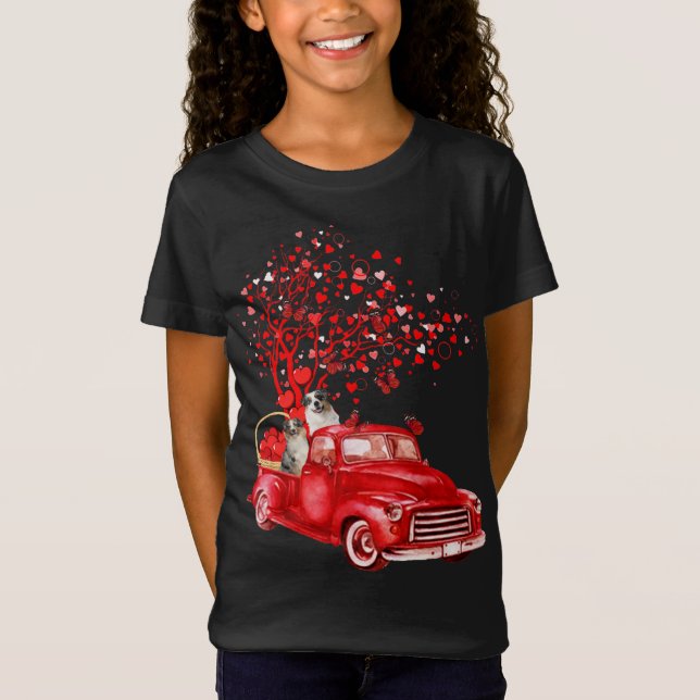 T-Shirt Australian Shepherd équitation Camion Valentine Bu (Devant)