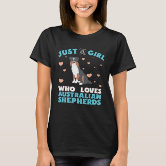 T-shirt Australian Shepherd Just A Girl Who Loves Tri Colo
