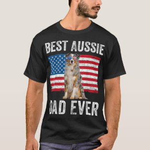 T-shirt Australian Shepherd Papa Drapeau Américain Amoureu