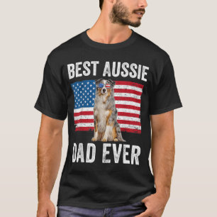 T-shirt Australian Shepherd Papa Drapeau Américain Amoureu