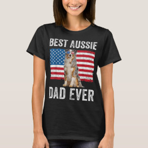 T-shirt Australian Shepherd Papa Drapeau Américain Amoureu