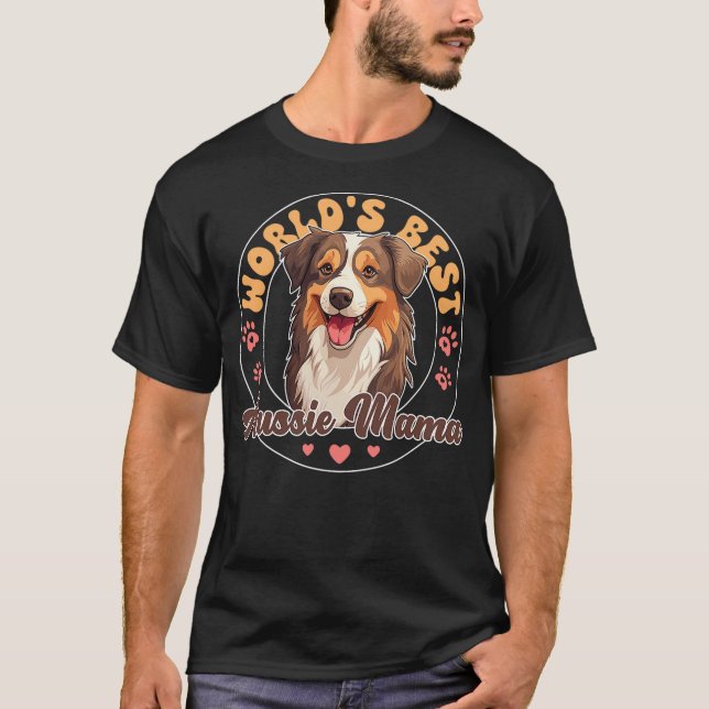 T-shirt Australian Shepherd Red Tri Dog World's Best Aussi (Devant)