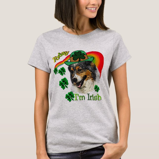T-shirt Australian Shepherd St patrick (Devant)