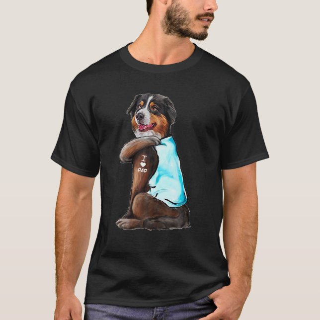 T-shirt Australian Shepherd Tattoos I Love Papa Cadeau Pèr (Devant)