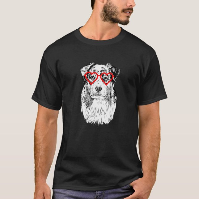 T-shirt Australian Shepherd Valentines Day Aussie Chien Ma (Devant)