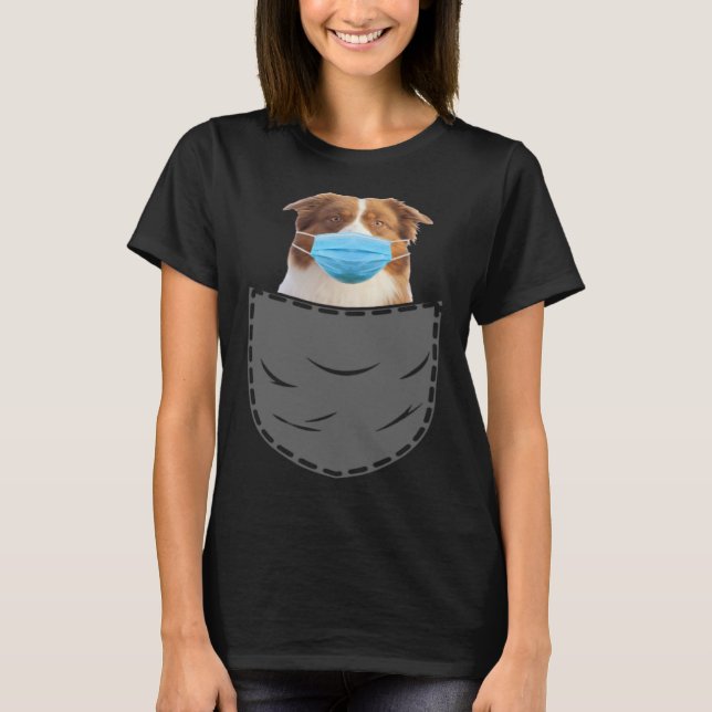 T-shirt Australian Shepherd with mask in the breast pocket (Devant)