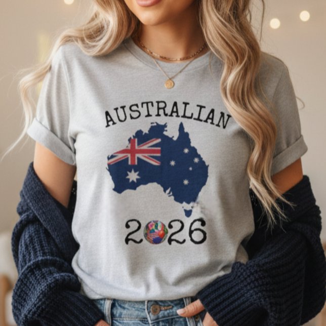 T-shirt Australian Socceroos 2026 Vintage Flag Map (Australian Socceroos 2026 Vintage Flag Map T-Shirt)