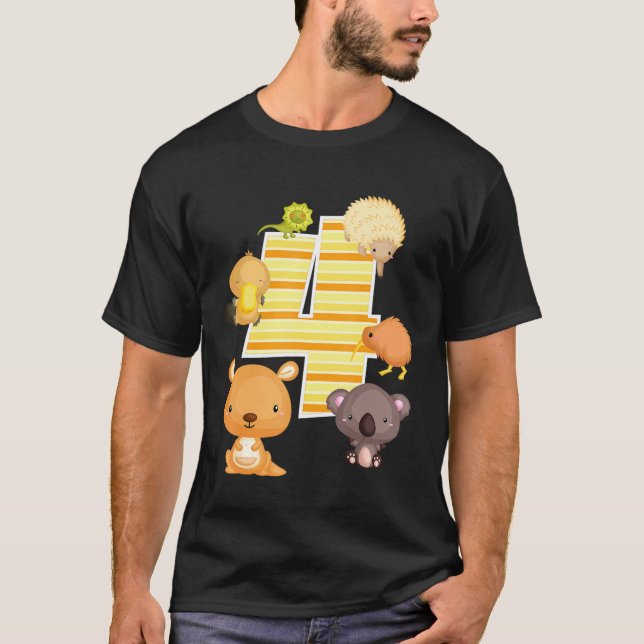 T-shirt Australie Animaux 4e anniversaire Kangaroo Koala P (Devant)