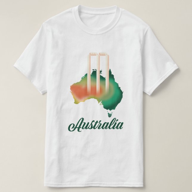 T-shirt Australie Carte du cricket. (Design devant)