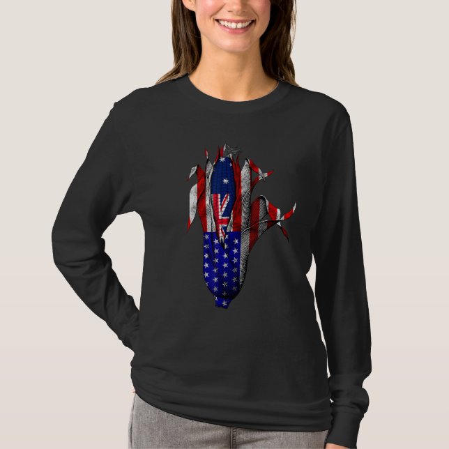 T-shirt Australie Drapeau Corn Usa Drapeau Australian Prid (Devant)