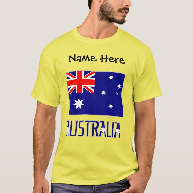 T-shirt Australie et drapeau australien noir Personnalisé (Devant)