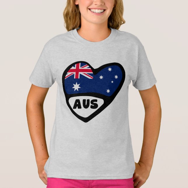 T-shirt Australie Pays Code Drapeau Coeur AUS (Devant)