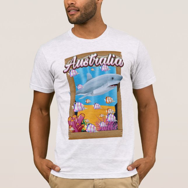 T-shirt Australie poster de voyage de requins sous-marins (Devant)