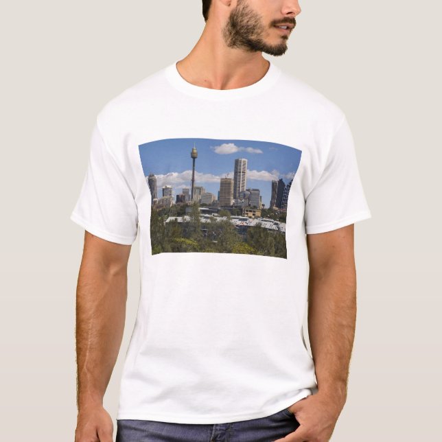 T-shirt Australie, Sydney, Potts Point. Skyline de Sydney. (Devant)