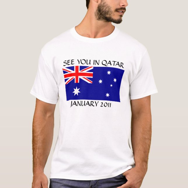 T-shirt Australie "VOUS VOIR AU QATAR, JANVIER 2011" (Devant)