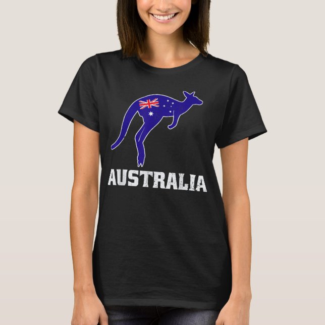 T-shirt Australien Kangaroo Chemise Australie Drapeau Souv (Devant)