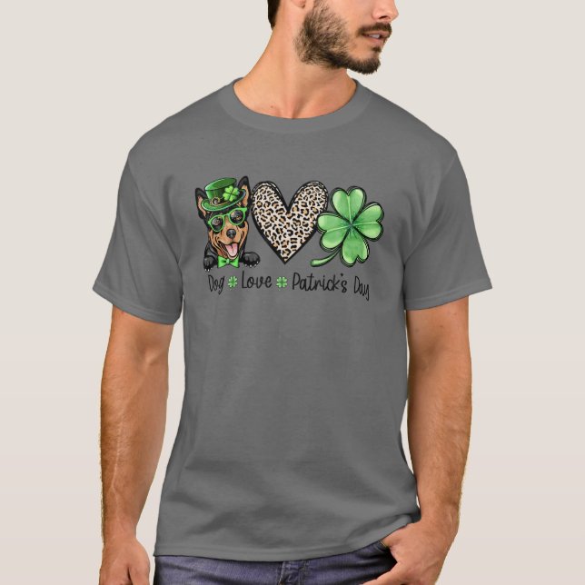 T-shirt Australien Kelpie Love Leopard Shamrock St Patrick (Devant)