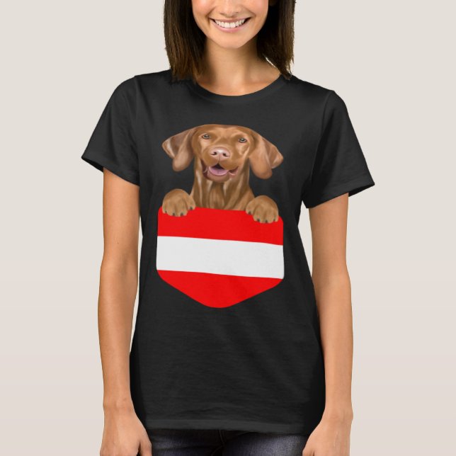 T-shirt Austria Flag Vizsla Dog In Pocket (Devant)