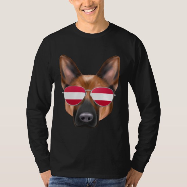 T-shirt Austrian Flag German Shepherd Dog Austria Pocket (Devant)