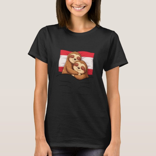 T-shirt Austrian Flag Sloth Pajama Sleepover Sleeping Aust (Devant)
