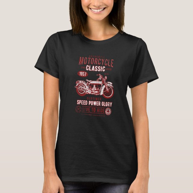 T-shirt Authentic Motorcycle Classic 1957 Speed Power Glor (Devant)