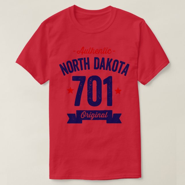 T-shirt Authentic North Dakota 701 Area Code (Design devant)