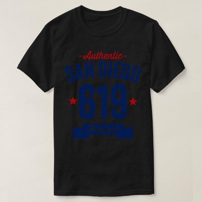 T-shirt Authentic San Diego 619 Area Code (Design devant)