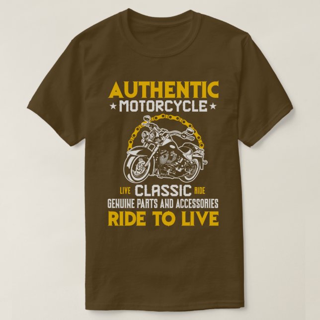 T-shirt Authentique Motorcycle Live Classic Ride (Design devant)