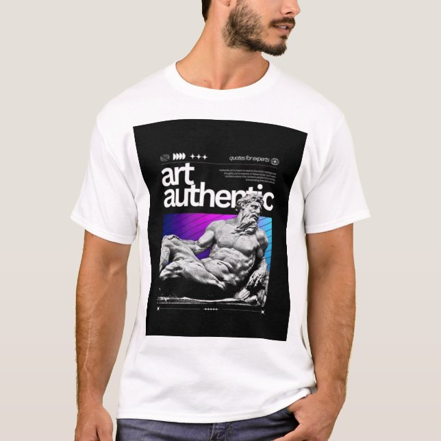 T-shirt Authentique Statue Grecque Synthwave pour Hommes (Devant)